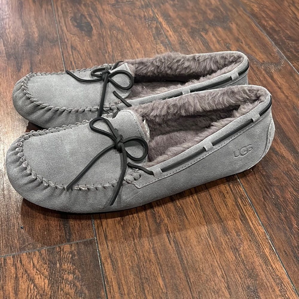 UGG MENS AUSTRALIA ASCOT GRAY WOOL SEUDE MOCCASIN SLIPPERS SHOE SIZE 15 like new